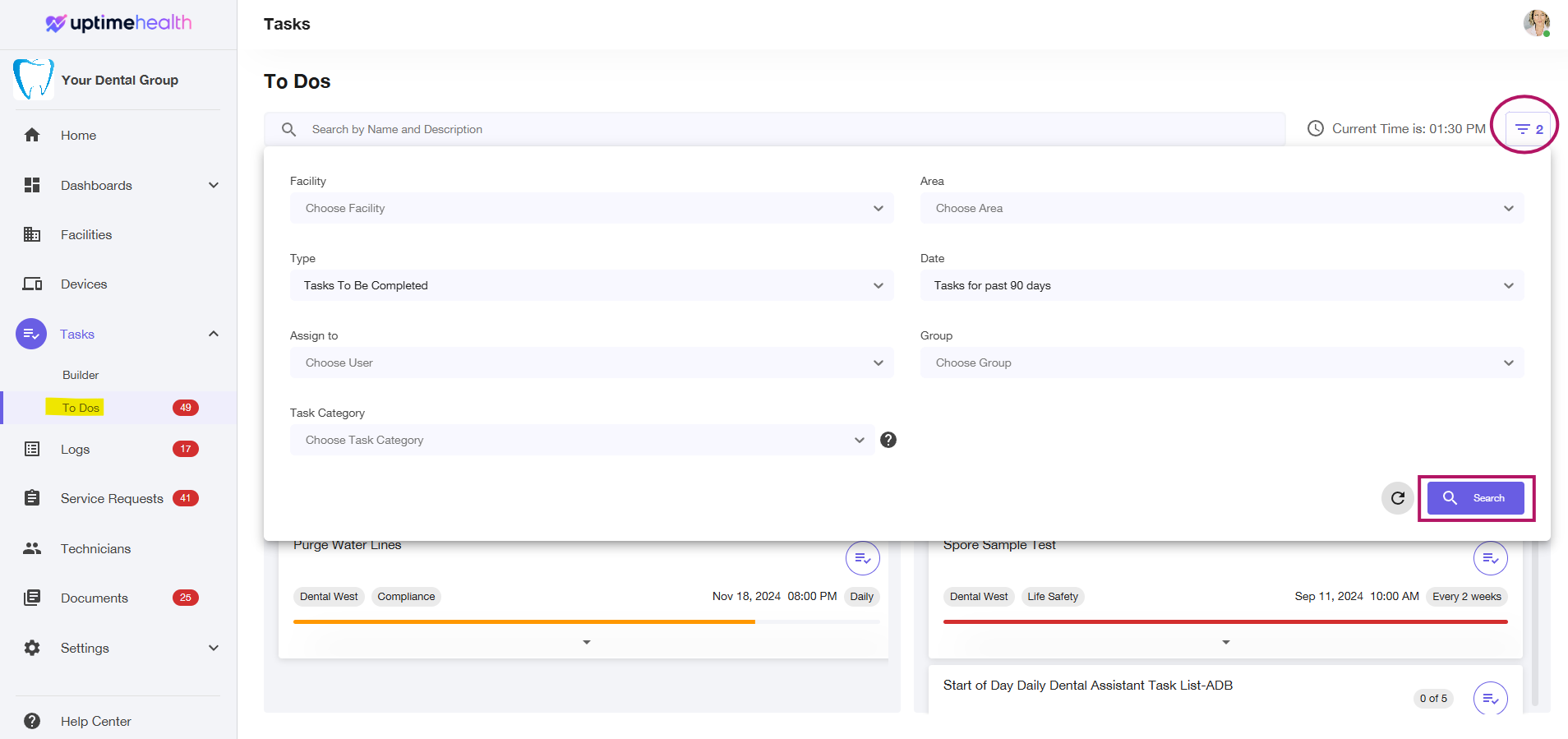 How do I view and complete tasks that are overdue/pending?